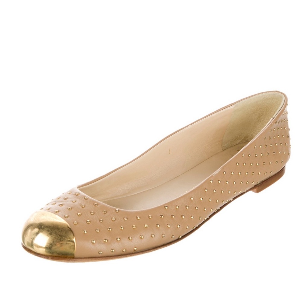 Elegant Gold and Tan Studded Women's Flats